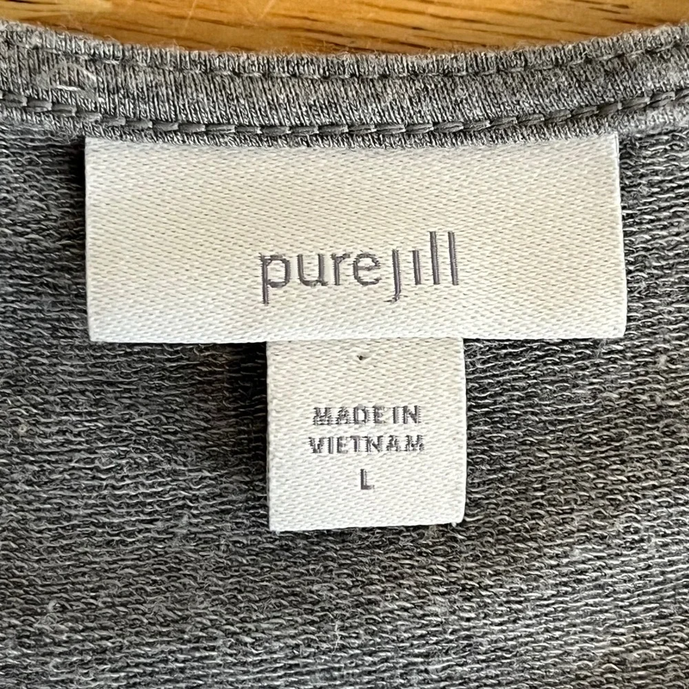 J. Jill Grey Sleeveless Shift Dress Women's L Crew Neck Pockets Pima Cotton